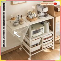 Bàn Đảo Bếp Mở Rộng Bánh Xe Di Chuyển Kitchen OUKANING Carbon Steel cao cấp ☘️Green Home☘️
