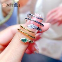 Ban Đầu Cuộn Dây Nhỏ Rắn Nhẫn Ánh Sáng Sang Trọng Moissanite Nhẫn Kim Cương Cô Gái Trang Sức
