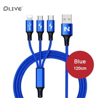 Ban Đầu D-LIVE 3 Trong 1 Cáp USB Cho IPhone 8X7 6 6S Plus 5 5S Samsung Xiaomi lenovo 2 Trong 1 Micro Type C-Cáp Sạc