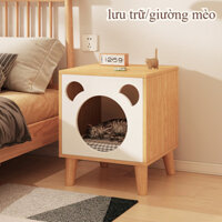 Bàn đầu giường bằng gỗ, tủ đựng đồ dùng tại nhà, có thể là tổ mèo hoặc đồ lưu trữ