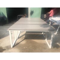 Bàn để máy tính chân sắt mặt gỗ dài 1m4 màu xám