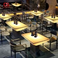 Bàn Đèn LED Hình Chữ Nhật Dạ Quang Phát Sáng Ngoài Trời, Quán Bar
