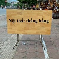 Bàn gấp chân inox mặt gỗ cao su