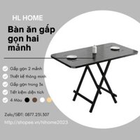 Bàn Gấp Gọn HL HOME Bàn Ăn Xếp Gọn 2 Mảnh, Bốn Màu Đen Trắng Nâu Vàng Mặt Gỗ MDF Lõi Xanh Kháng Nước KT D120*R60*C74cm