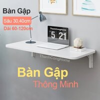 Bàn Gấp Treo Tường Thông Minh, Bàn Gập Gọn Bo Tròn Gắn Tường Dài 60 - 120cm