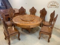 Bàn Ghế Ăn Gỗ Gõ Đỏ Hoàng Gia Hàng VIP 8 ghế 1 bàn ( Anh Sơn, Hà Nội )