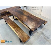Bàn Ghế Ăn Gỗ Me Tây, Bàn Ghế Làm Việc Gỗ Me Tây, Bàn Trà Gỗ Me Tây, Bộ Bàn Ghế K3 Gỗ Me Tây Dài 2,17m Rộng 81cm Dày 7cm