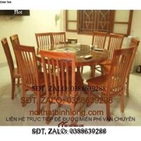 Bàn ghế ăn gỗ xoan đào 10 ghế bàn tròn 1,6m