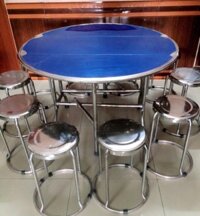 Bàn ghế ăn inox xếp ba