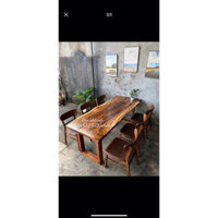 Bàn ghế ăn thanh lý, bàn gỗ me tây nguyên khối, bàn ghế phong ăn