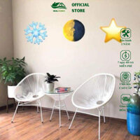 Bàn ghế ban công giả mây lõi thép HEALHOMES dùng trang trí phòng khách sân vườn cafe