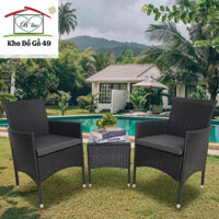 Bàn ghế ban công sân vườn (tặng kèm nệm) nhựa giả mây