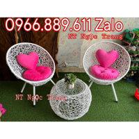 Bàn ghế ban công thanh lý,bàn ghế caffe sân vườn,Gồm nệm lót ngồi ko gối trái tim