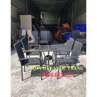 bàn ghế cafe giá rẻ, Bàn ghế đan dây nhựa cao cấp sân vườn thanh lý