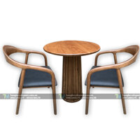 bàn ghế cafe gỗ neva có tay mê đệm bàn cafe đế bêtông mẫu mới năm 2023