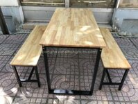 Bàn Ghế Chân Sắt Gỗ Cao Su