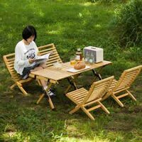 Bàn ghế dã ngoại gấp gọn bằng tre YS1109