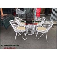 bàn ghế dây thư giãn giá rẻ, Bàn ghế cafe khung sắt đan dây nhựa cao cấp thanh lý