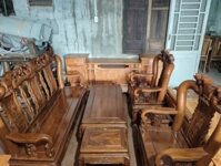 Bàn ghế gỗ hương vân tay 10/6 món