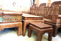 Bàn ghế Gỗ Mun Đuôi Công Tay Hộp