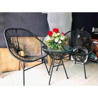 bàn ghế mây nhựa acapulco- bàn ghế ban công- sàn sân vườn