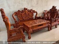 Bàn ghế Nghê đỉnh Phượng hóa gỗ hương đá đục chi tiết – chú Cường (Thanh Hóa)