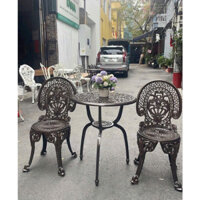 Bàn Ghế Nhôm Đúc Ngoài Trời Vương Miện Tròn ND04-Bảo Hành 1 Năm-Nội Thất Faha