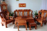 Bàn Ghế Phòng Khách Gỗ Hương Tay 14 6 Món SLHVD004