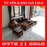 Bàn ghế phòng khách gỗ sồi nga nhập khẩu, sofa gỗ văng đơn chân choãi