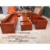 Bàn ghế Phòng Khách mặt tràn gỗ Xoan Đào giống nguyên khối mẫu 104