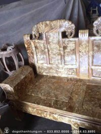 Bàn ghế phòng khách mẫu Như Ý đầu voi 2m2 gỗ nu ngọc nghiến 10 món