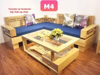 Bàn ghế phòng khách Sofa góc gỗ Sồi Nga mẫu số 04