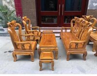 Bàn ghế Quốc Đào cột 10 gỗ Gụ 6 món dày dặn đẹp siêu VIP