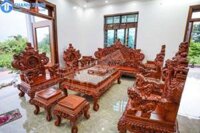 Bàn ghế Rồng Đỉnh Gỗ Hương Đỏ Lào 2m6