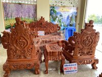 Bàn ghế rồng đỉnh tay 16 nguyên khối