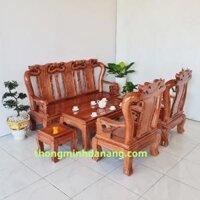 Bàn Ghế Salon Phòng Khách Gỗ Sồi Tay Cuộn 10 6 Món Đẹp