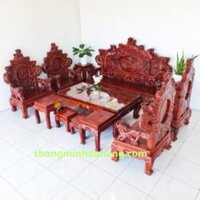 Bàn Ghế Salon Phòng Khách Tay 14 Khuỳnh Rồng 12 Món Gỗ Hương Gia Lai