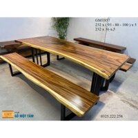 Bàn Ghế Sân Vườn Gỗ Me Tây, Bàn Ghế Cafe Gỗ Me Tây, Bộ Bàn Ghế K3 Gỗ Me Tây Dài 2,32m Rộng 1m Dày 5cm
