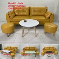 Bàn ghế sofa băng simili (giả da) phòng khách quận Tân Bình