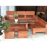 bàn ghế sofa góc gỗ sồi phòng khách