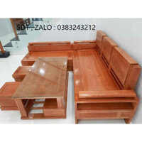 bàn ghế sofa góc gỗ sồi phòng khách