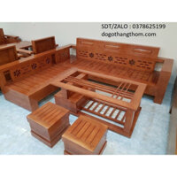 bàn ghế sofa góc gỗ sồi phòng khách