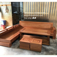 bàn ghế sofa góc gỗ sồi phòng khách
