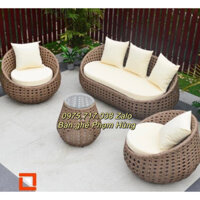 bàn ghế Sofa nhựa giả mây đan mắc cáo