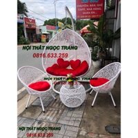 bàn ghế xích đu giả mây giá rẻ