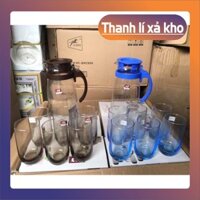 (bán giá sỉ) BỘ BÌNH 6 CỐC THỦY TINH CÓ MÀU HOT HIT