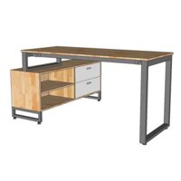 Bàn giám đốc chân gác tủ gỗ cao su chân sắt BGD68063