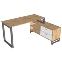 Bàn giám đốc chân gác tủ gỗ cao su chân sắt BGD68063