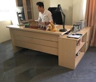 Bàn giám đốc giá sách màu vân sồi BGD 17