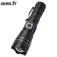 [Bán GIẢM GIÁ] Đèn pin LED BORUiT P70 2000LM 5 chế độ Zoom Sạc dự phòng Đèn pin dự phòng Màn hình điện chống nước Đèn lồng câu cá cắm trại